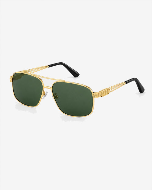 Aviator Sunglasses in Gold / Green – detail