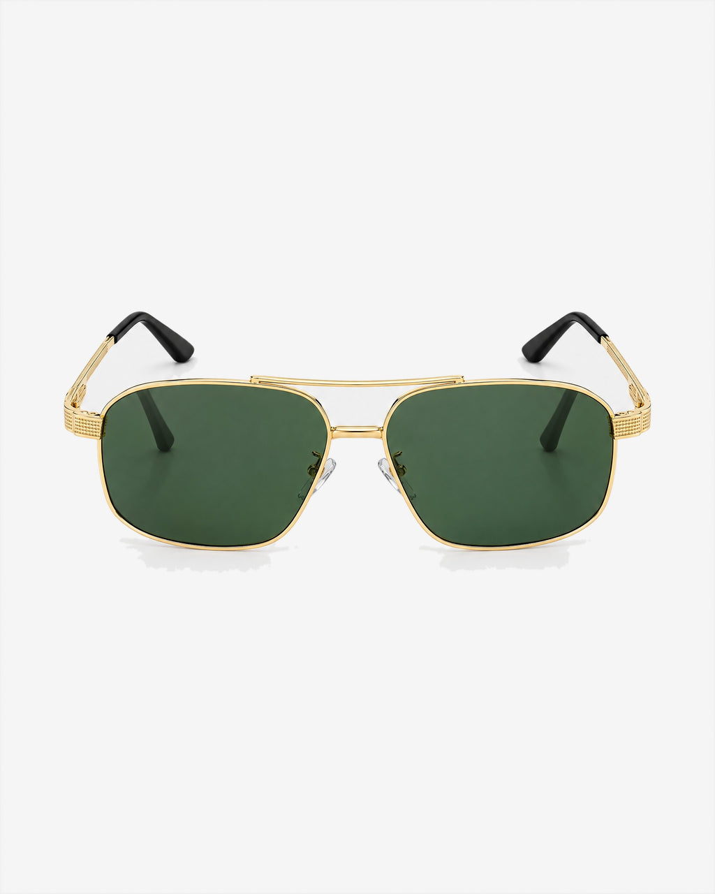 Aviator Sunglasses in Gold / Green – front view