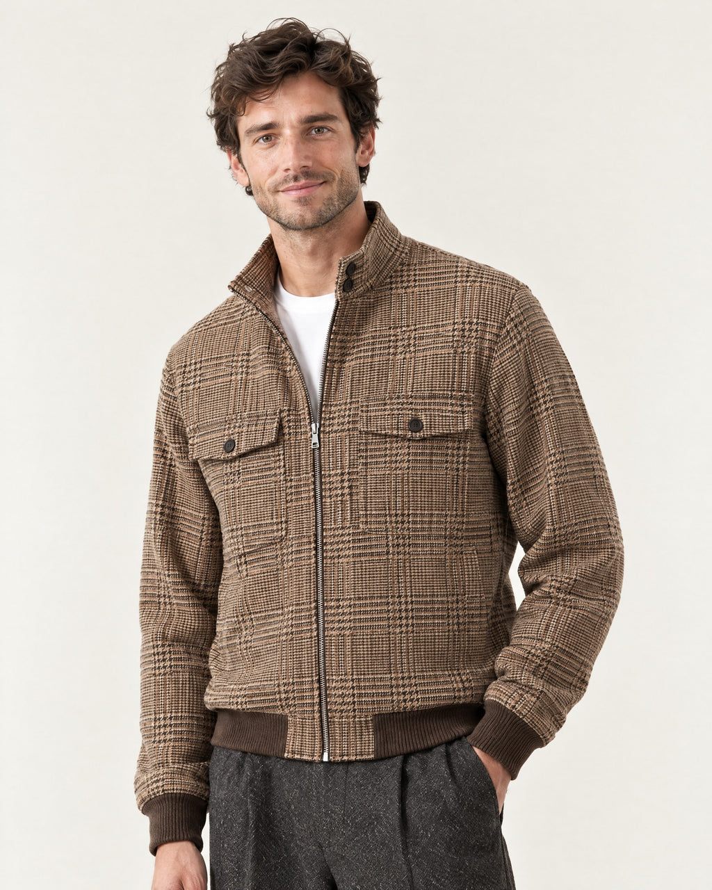 Cap Ferrat Harrington Jacket – on model, close-up
