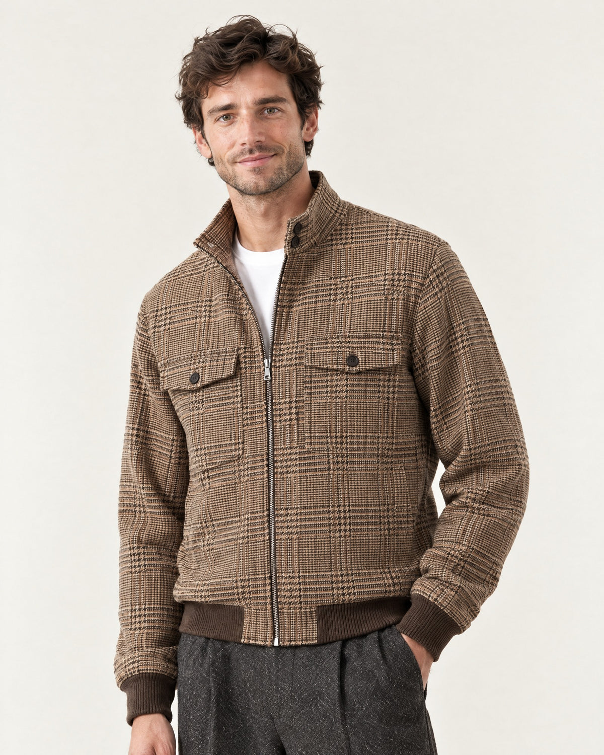 Cap Ferrat Harrington Jacket – on model, close-up