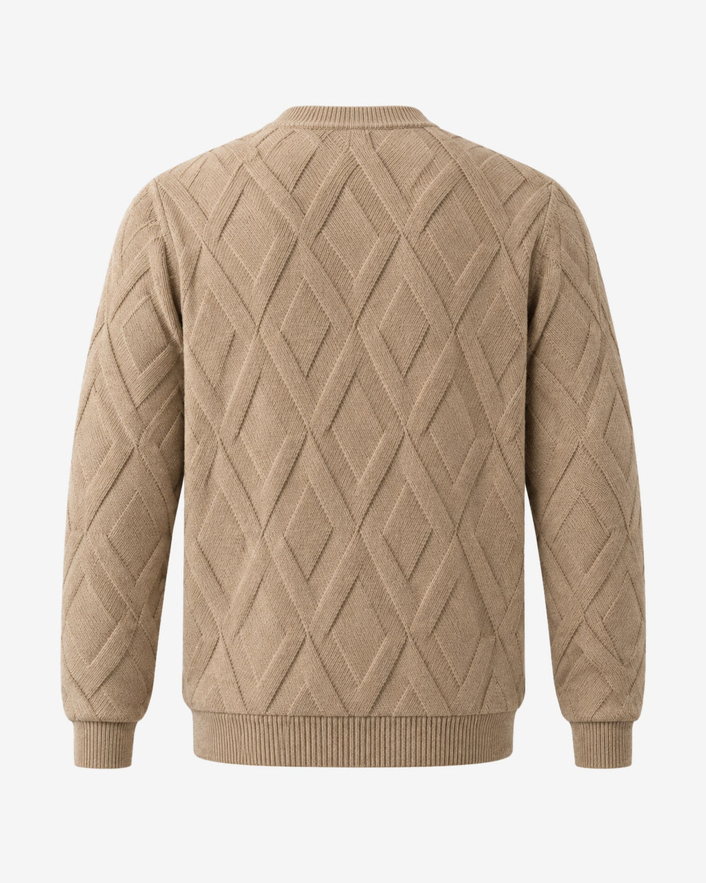 Cimiez Diamond Cable Sweater in Camel – back view