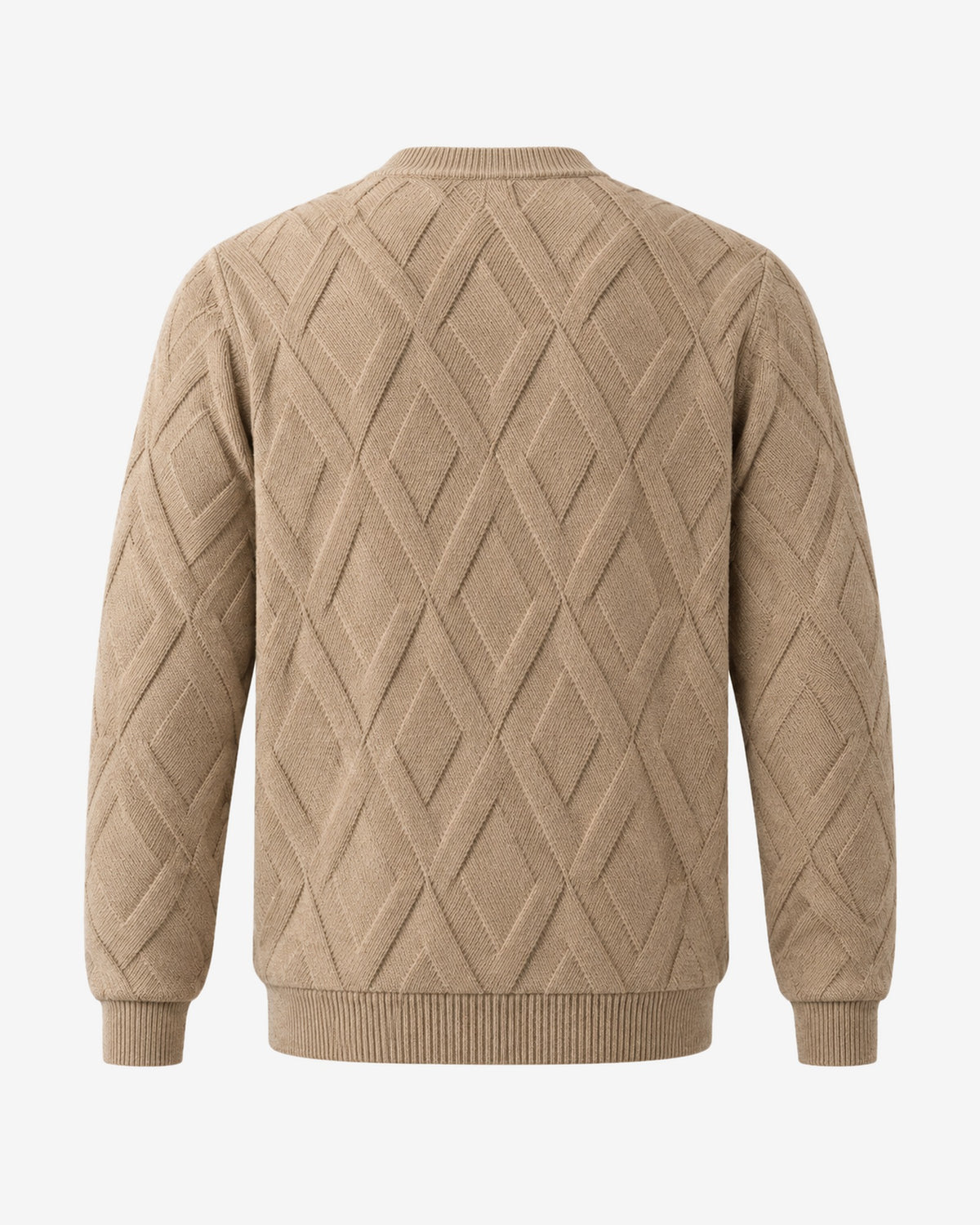 Cimiez Diamond Cable Sweater in Camel – back view