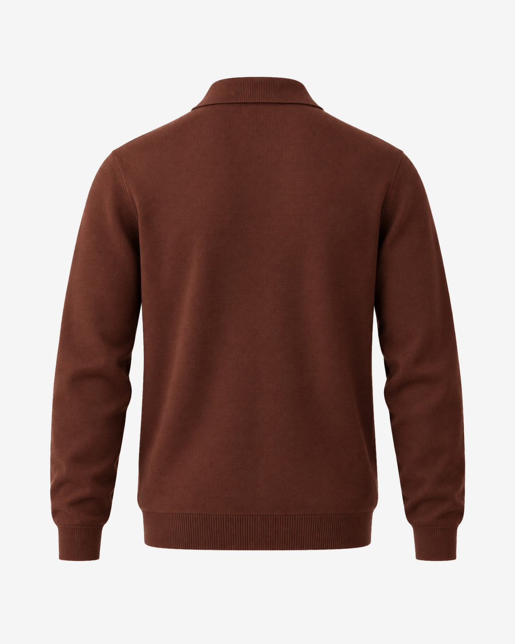 Croisette Fine Knit Polo in Brown – back view