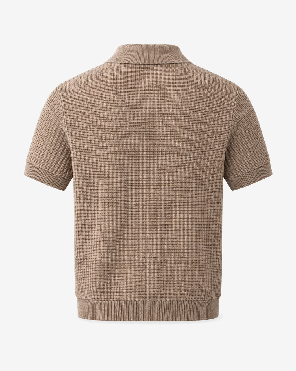 Golfe-Juan Short Sleeve Knit Polo in Brown – back view