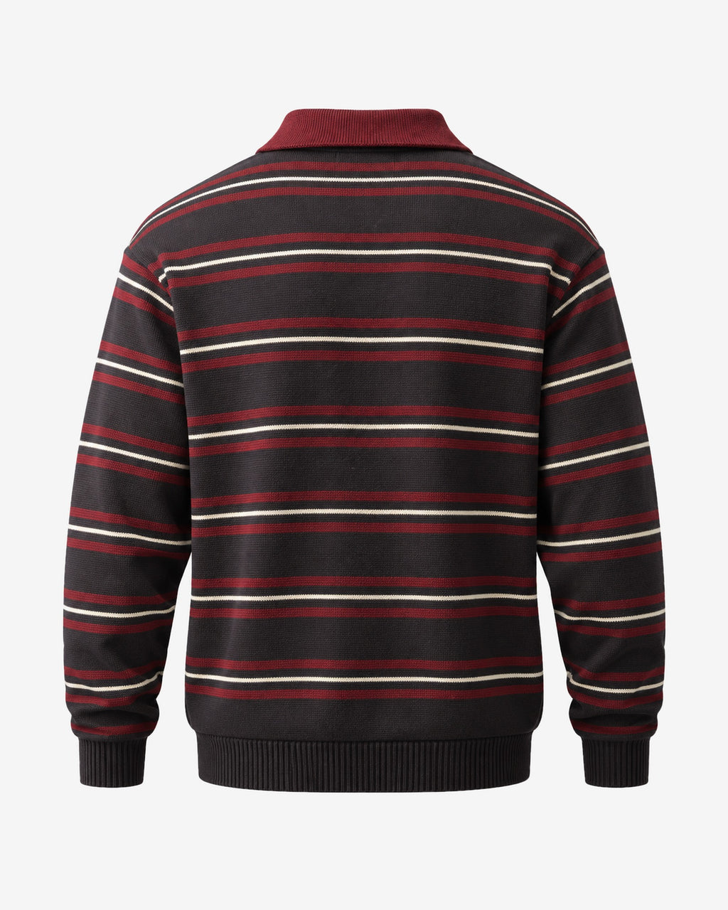 Hercule Striped Rugby Polo in Burgundy – back view