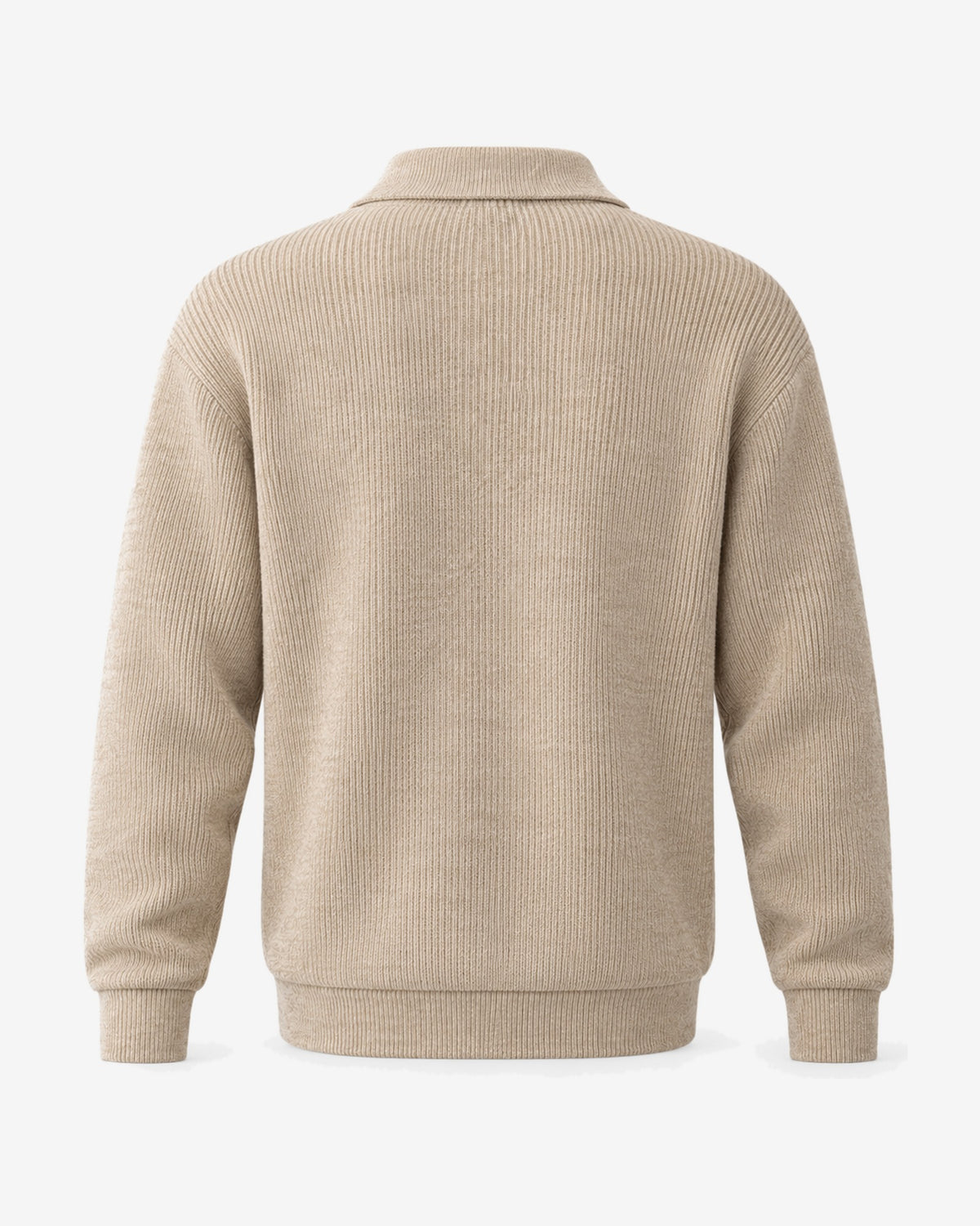 Villefranche Ribbed Knit Polo in Oat – back view