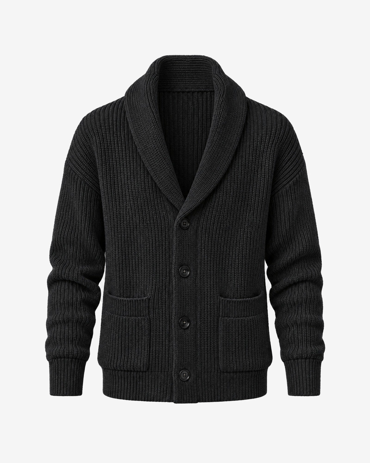 Antibes Shawl Collar Cardigan in Black – front view