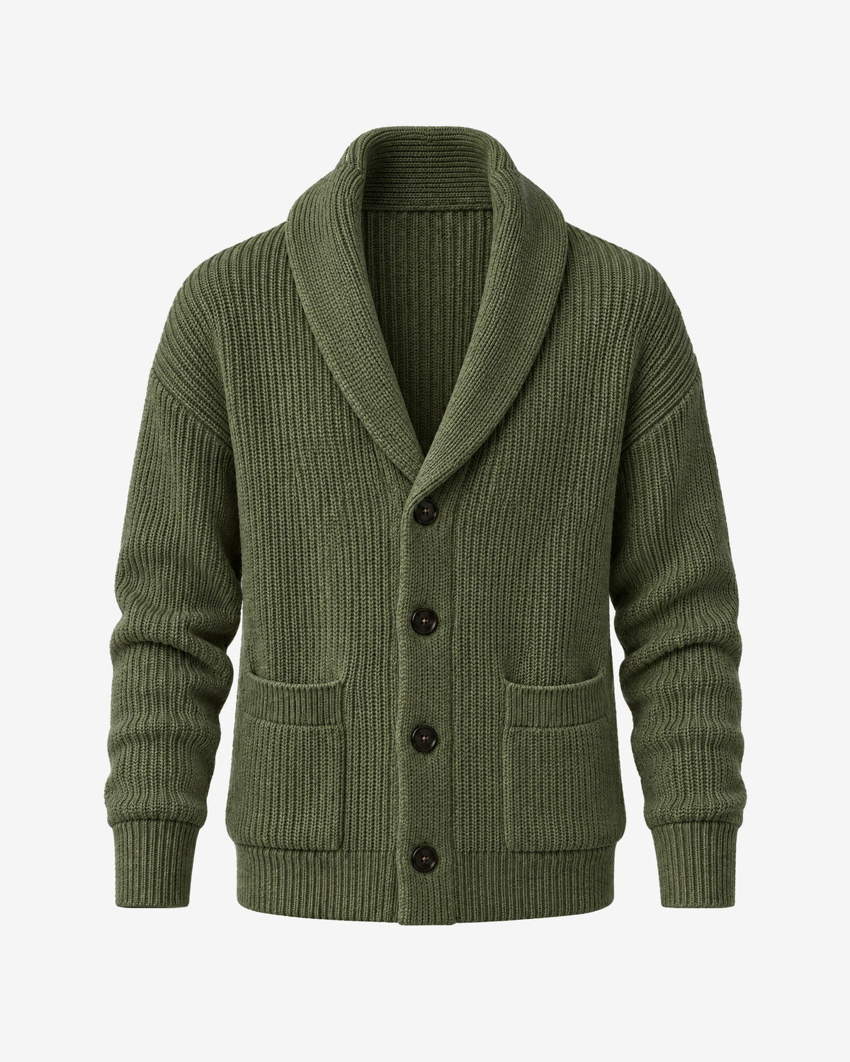 Antibes Shawl Collar Cardigan in Forest – front view