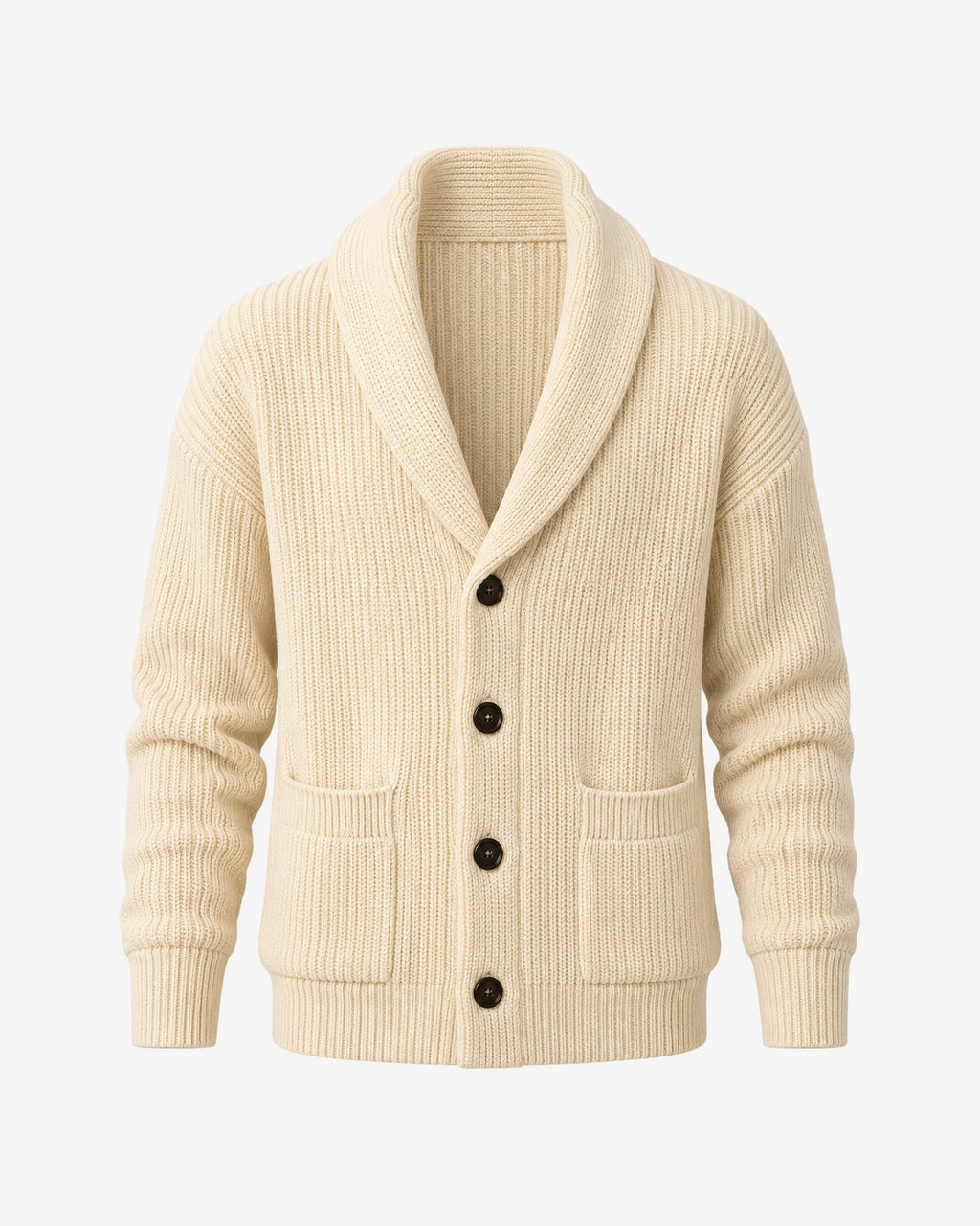 Antibes Shawl Collar Cardigan in Oat – front view