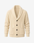 Antibes Shawl Collar Cardigan in Oat – front view