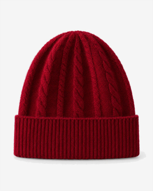 Auron Knit Beanie in Burgundy – front view