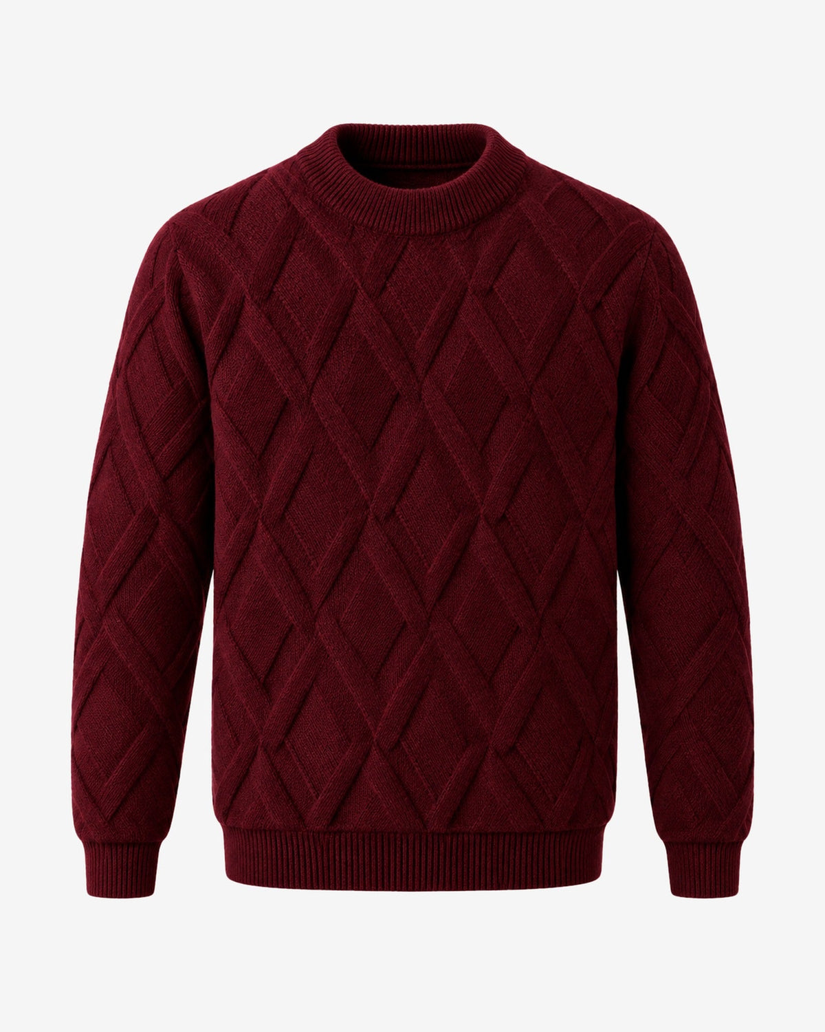 Cimiez Diamond Cable Sweater in Burgundy – front view