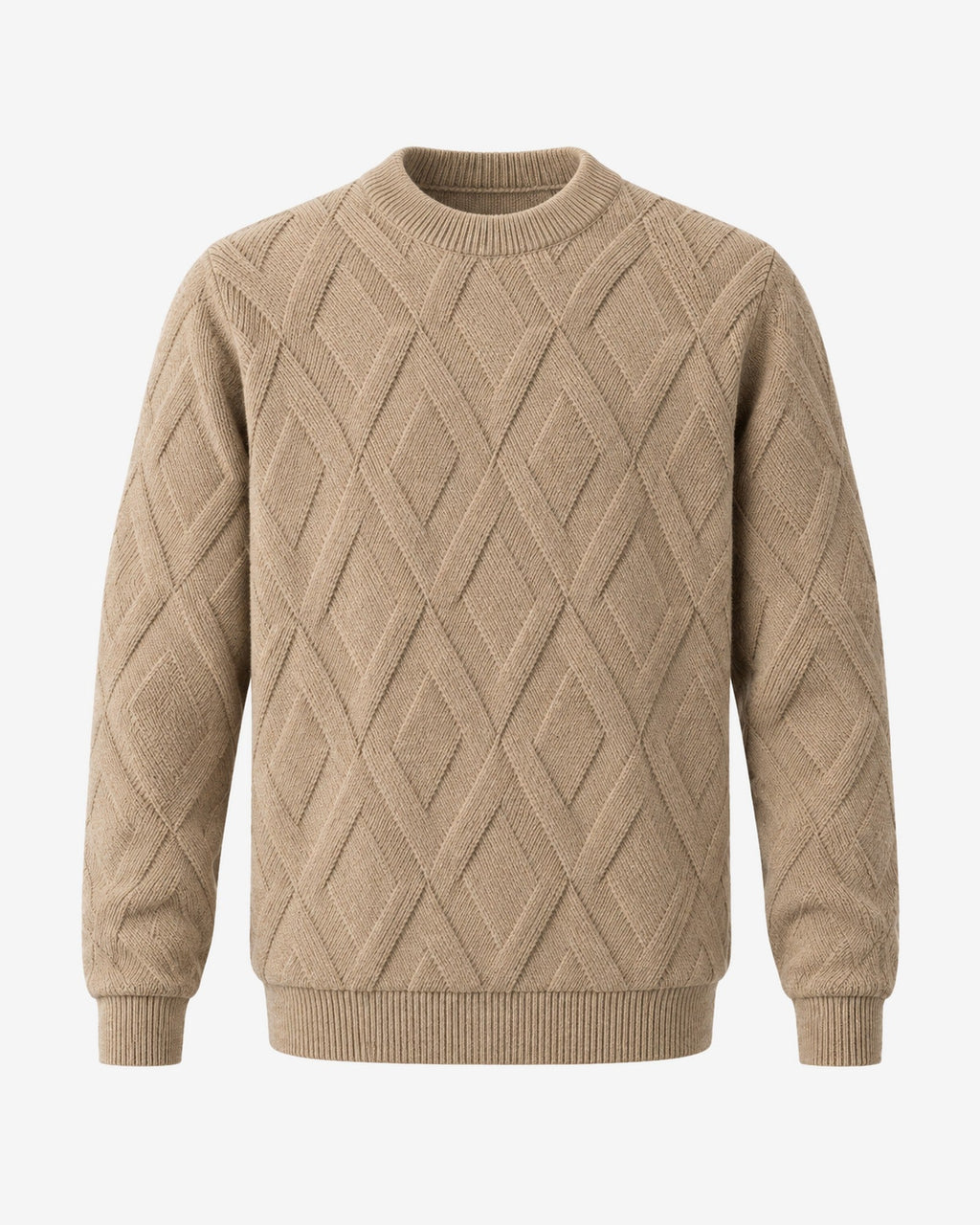 Cimiez Diamond Cable Sweater in Camel – front view