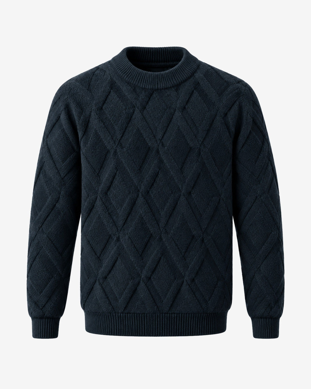 Cimiez Diamond Cable Sweater in Navy – front view