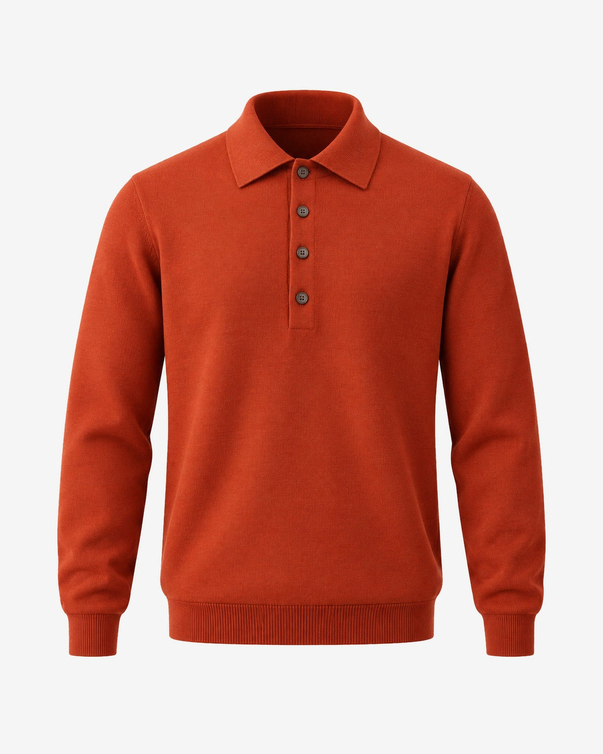 Croisette Fine Knit Polo in Brick – front view