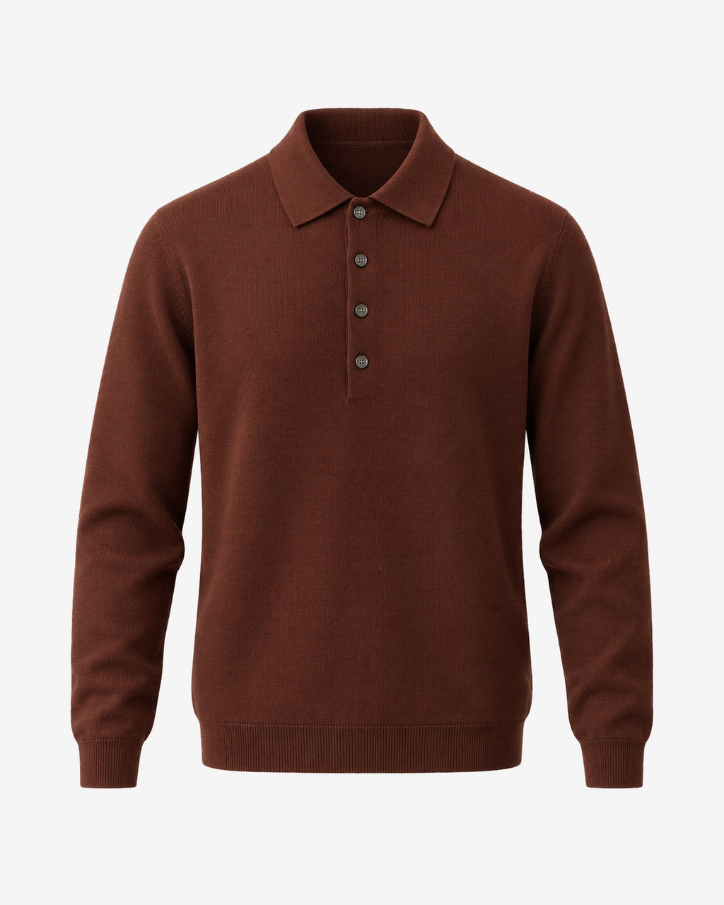 Croisette Fine Knit Polo in Brown – front view