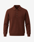 Croisette Fine Knit Polo in Brown – front view