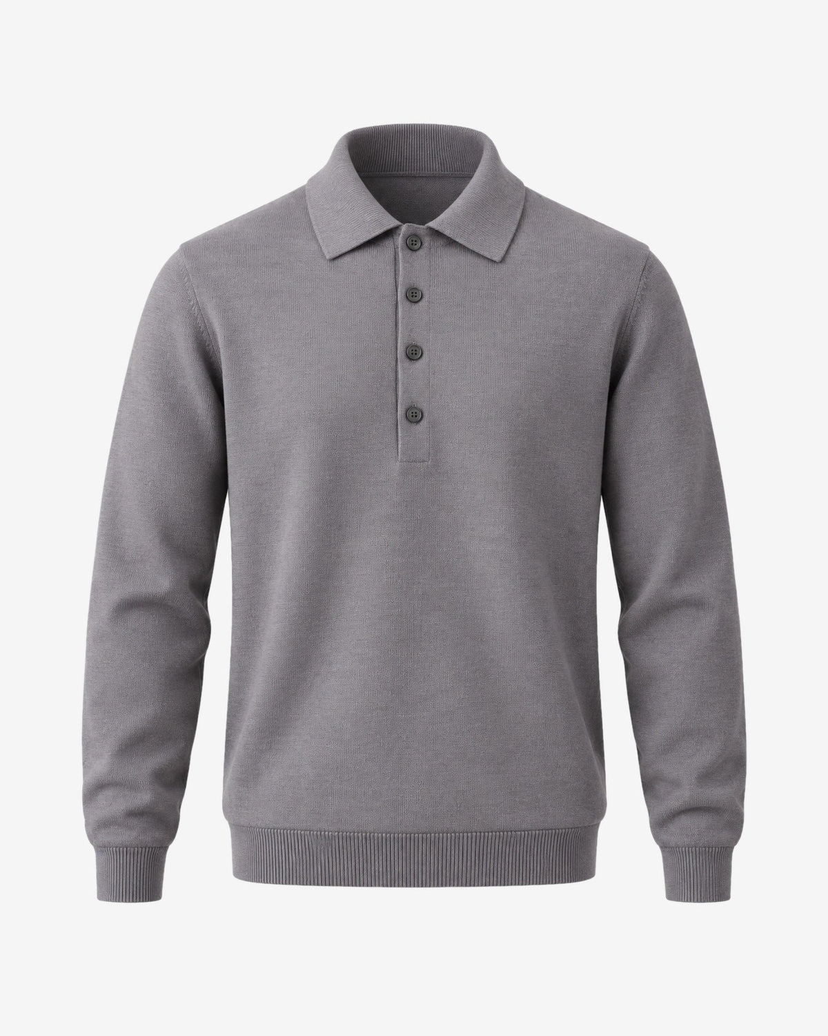 Croisette Fine Knit Polo in Grey – front view