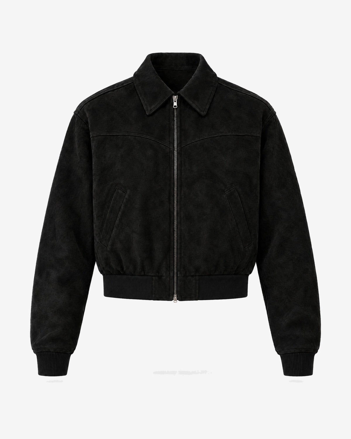Estérel Faux Suede Jacket in Black – front view