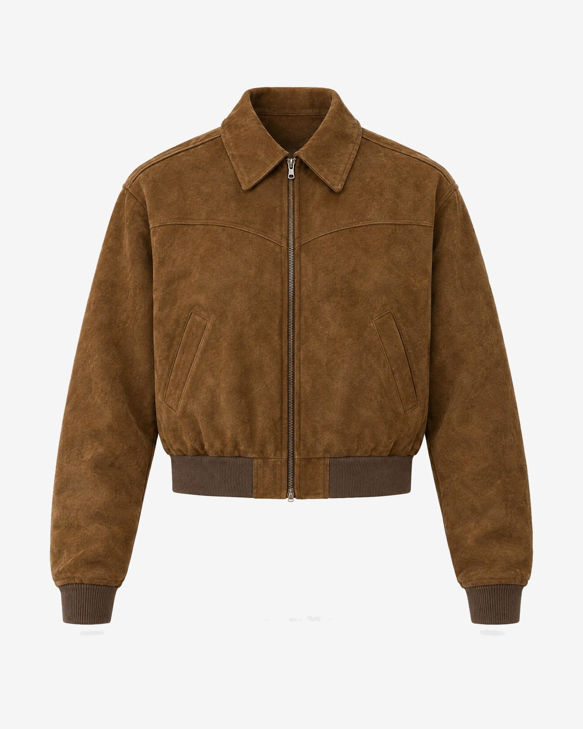 Estérel Faux Suede Jacket in Brown – front view