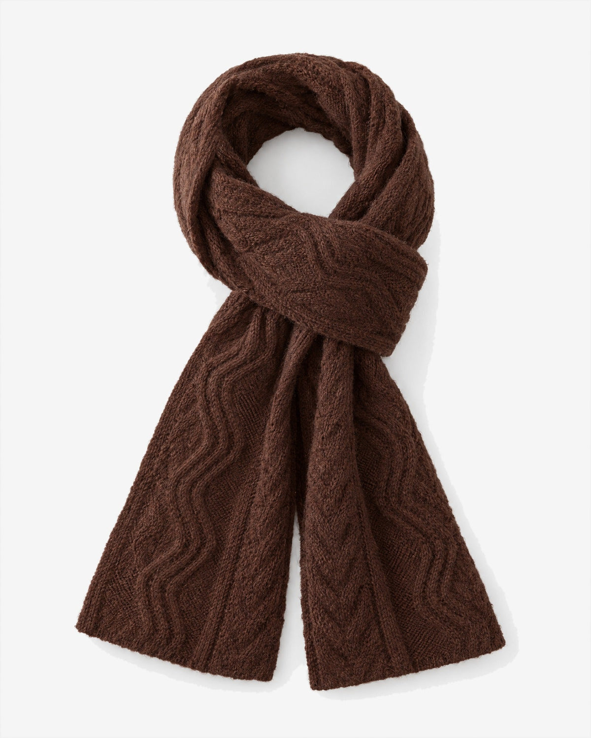 Èze Cable Scarf in Brown – front view