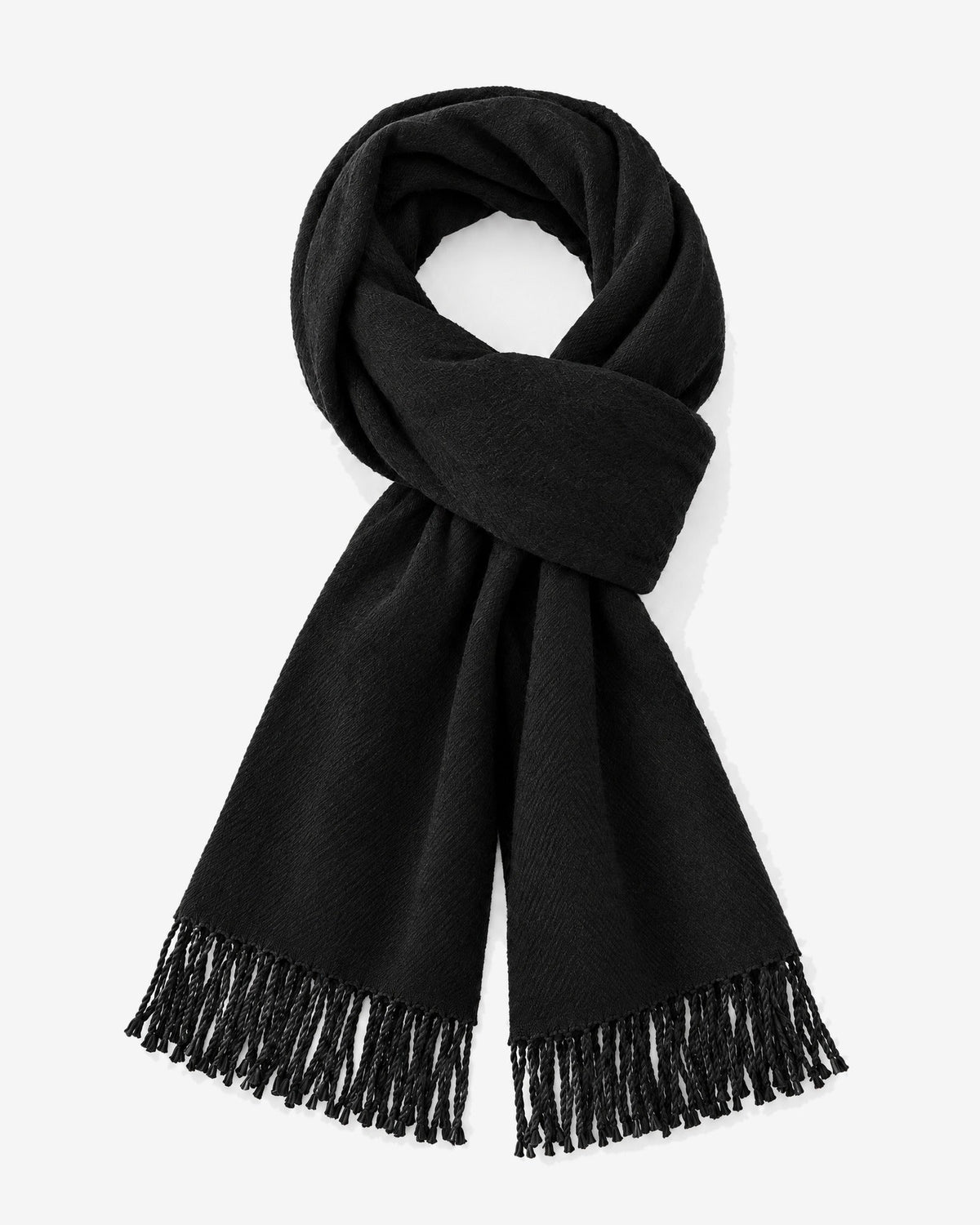 Èze Fringe Scarf in Black – front view