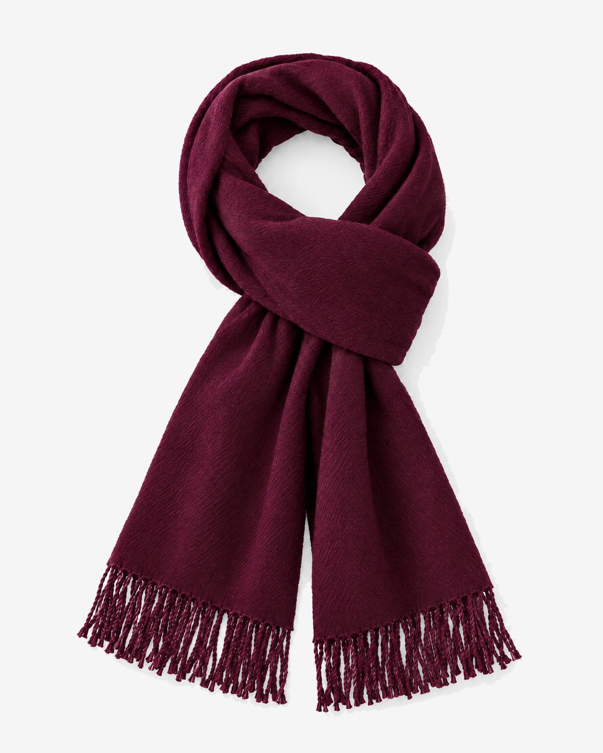 Èze Fringe Scarf in Burgundy – front view