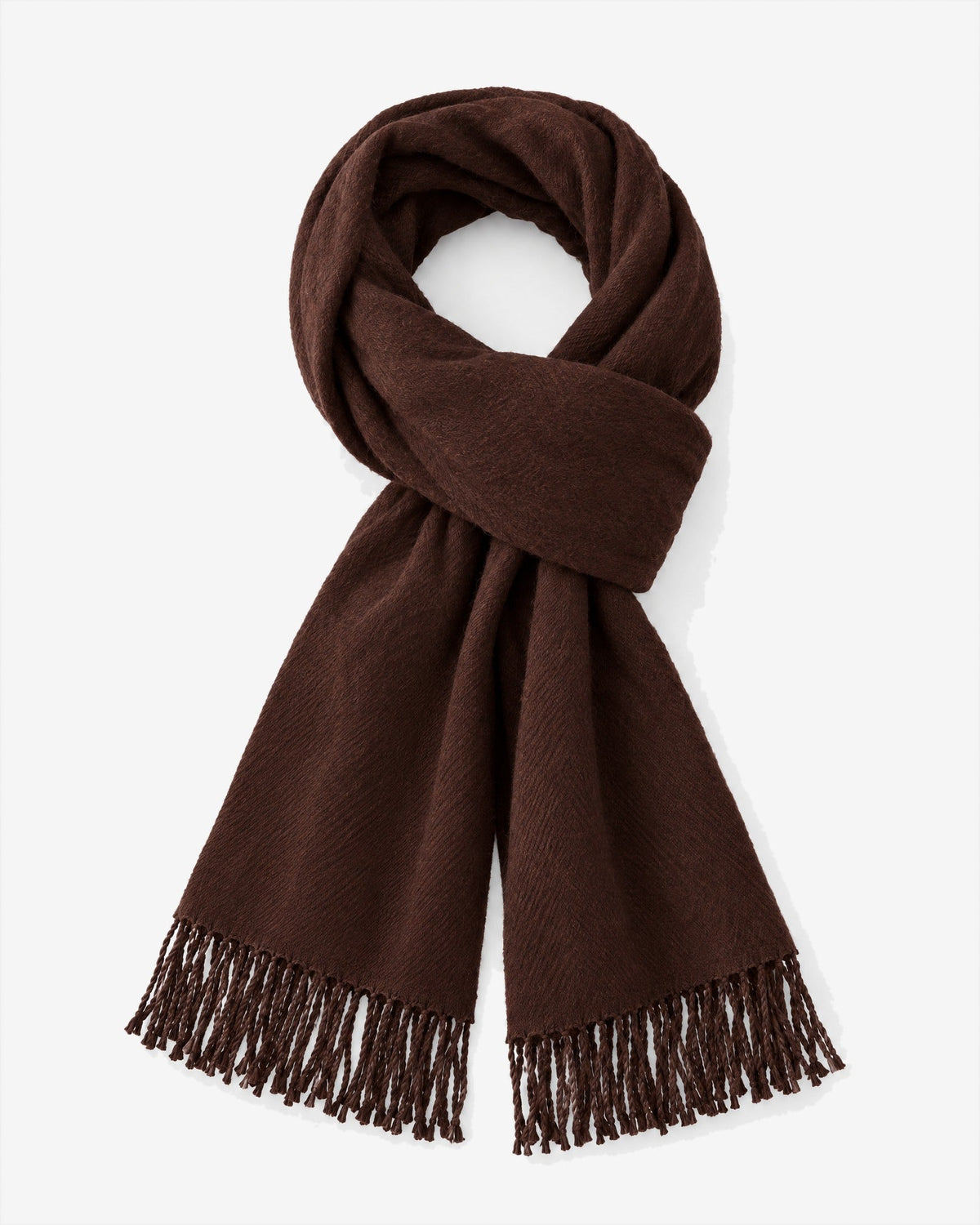 Èze Fringe Scarf in Chocolate – front view
