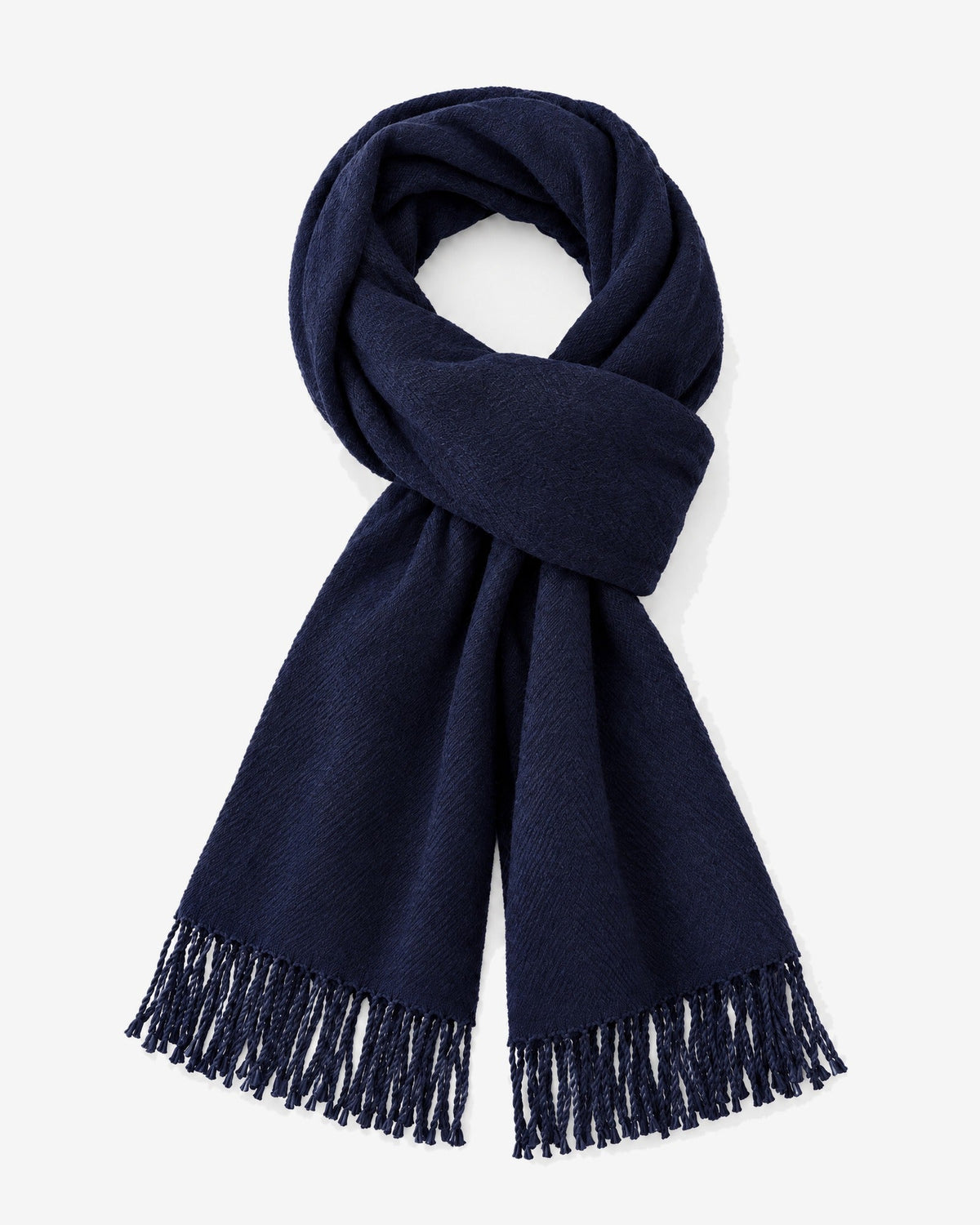 Èze Fringe Scarf in Navy – front view