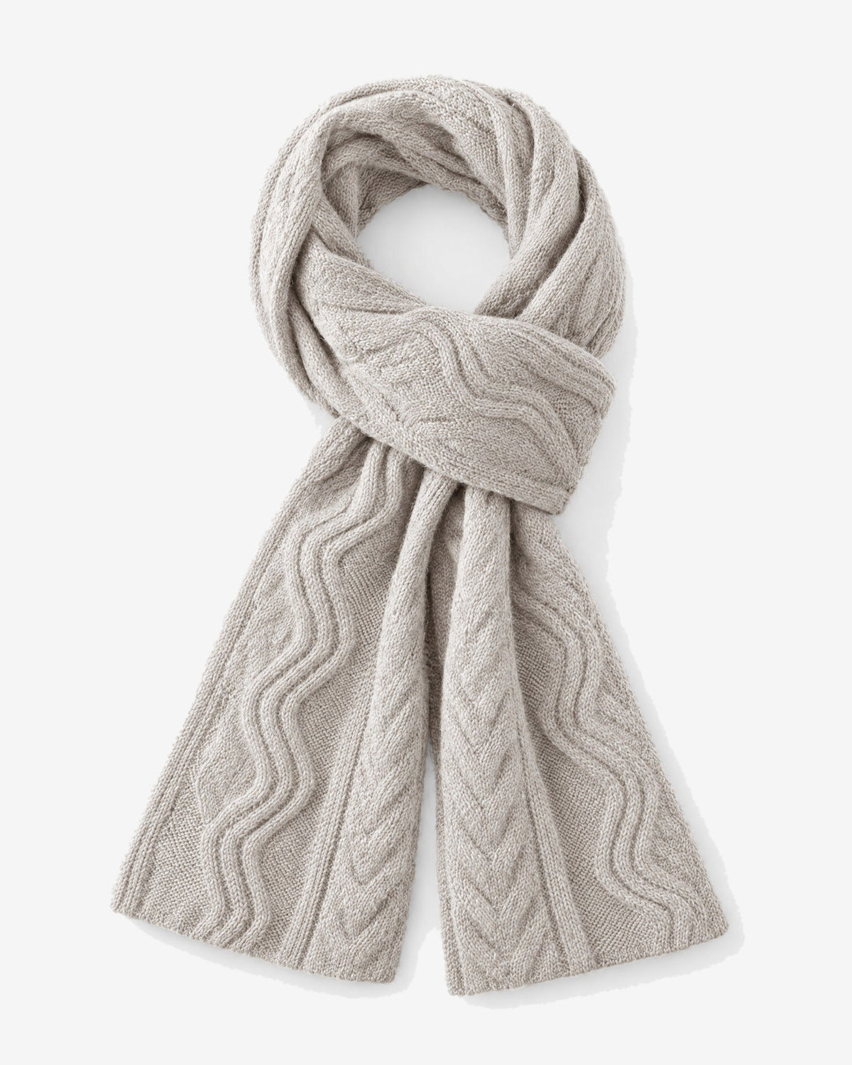 Èze Cable Scarf in Ivory – front view