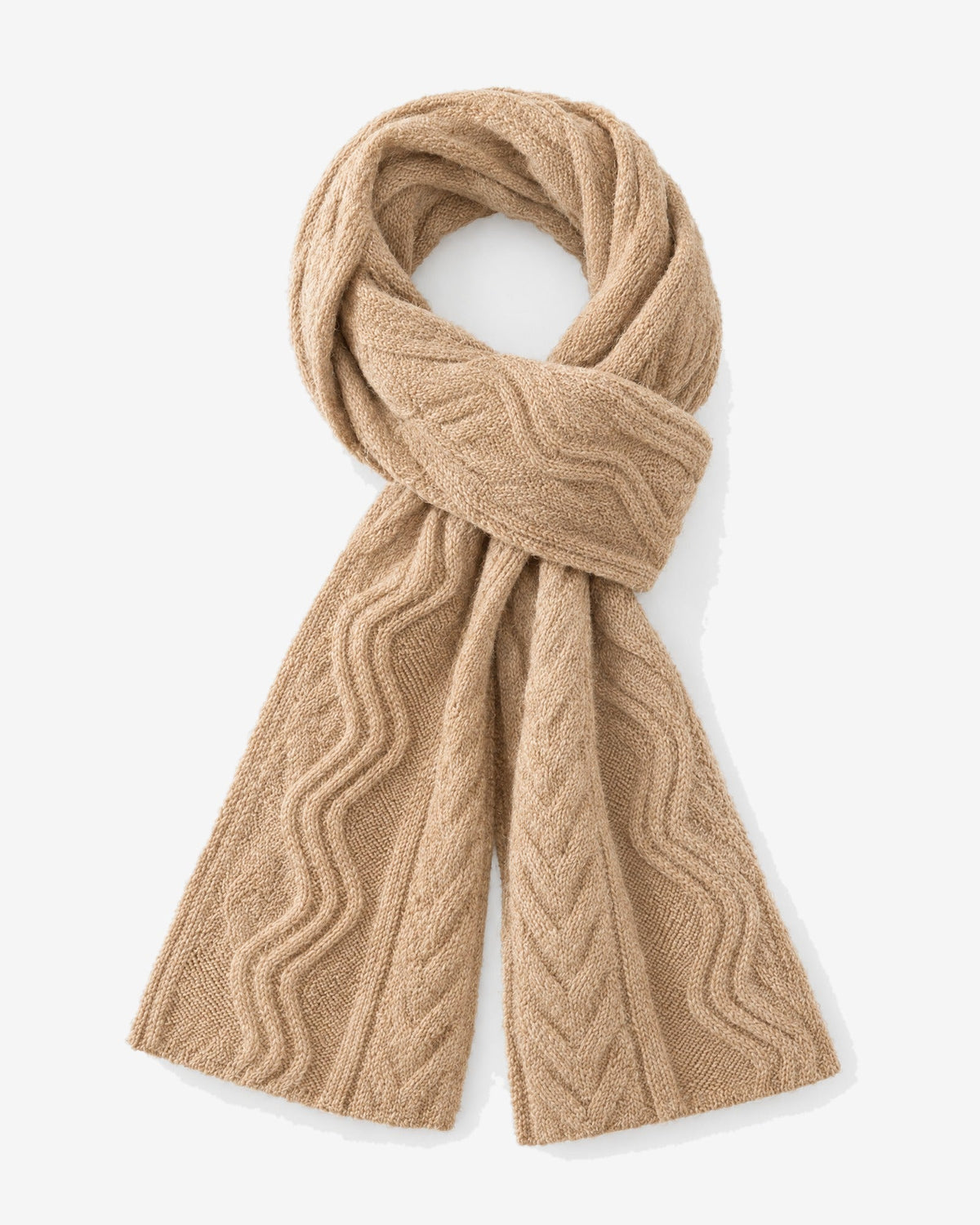 Èze Cable Scarf in Sand – front view