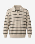 Garoupe Striped Rugby Knit in Oat Stripe – front view