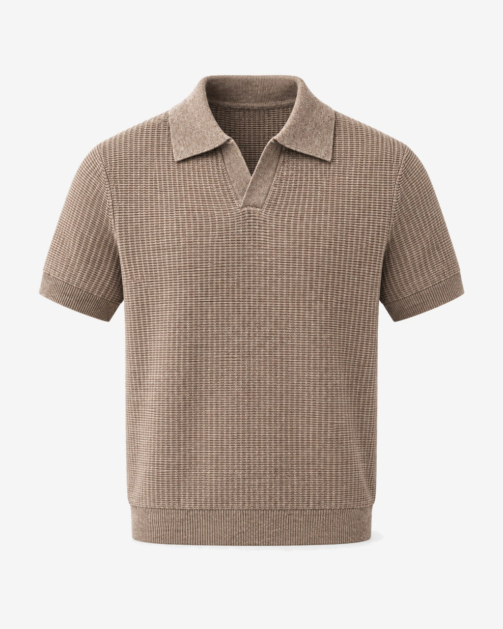 Golfe-Juan Short Sleeve Knit Polo in Brown – front view