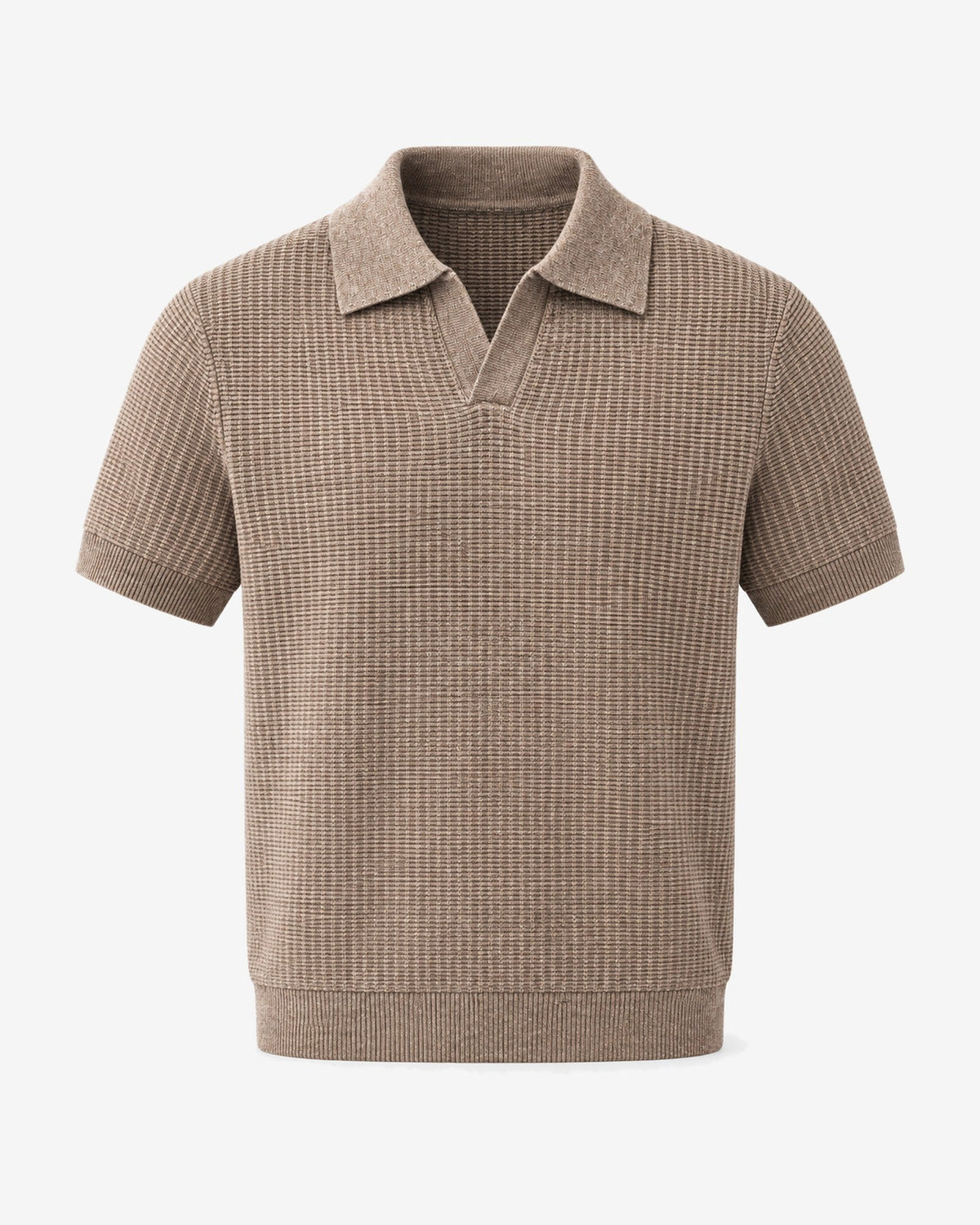 Golfe-Juan Short Sleeve Knit Polo in Brown – front view