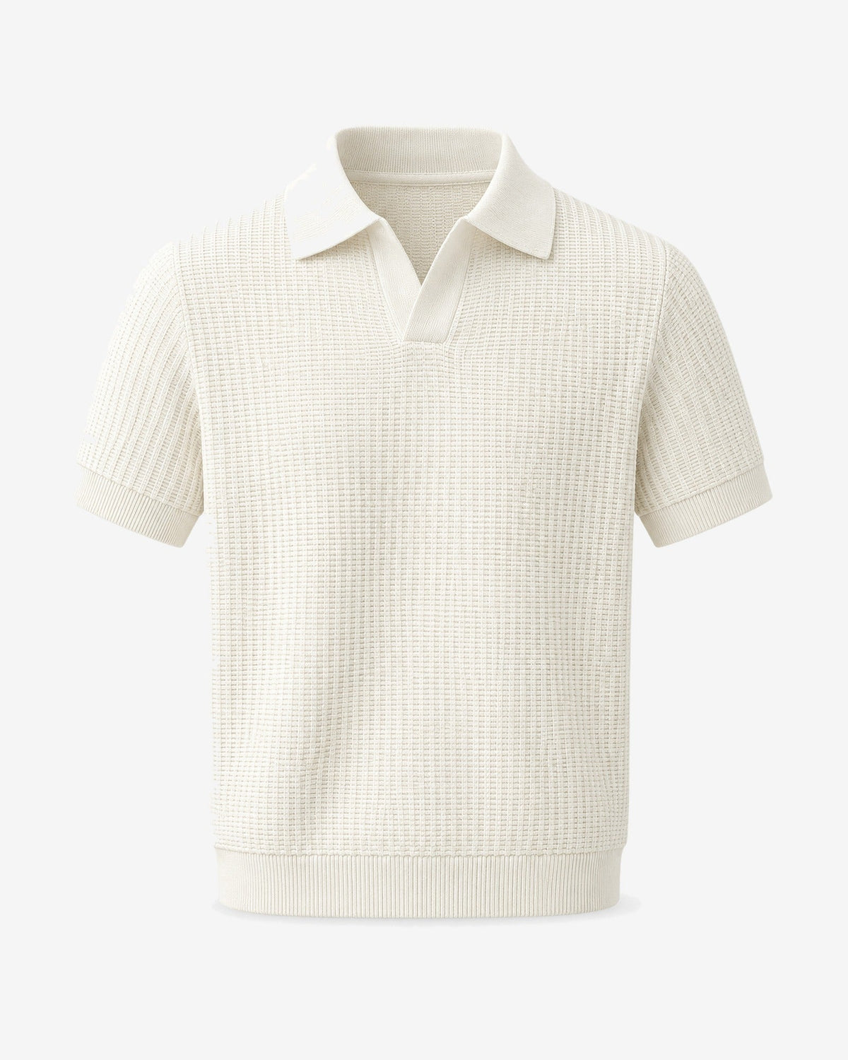 Golfe-Juan Short Sleeve Knit Polo in Ivory – front view