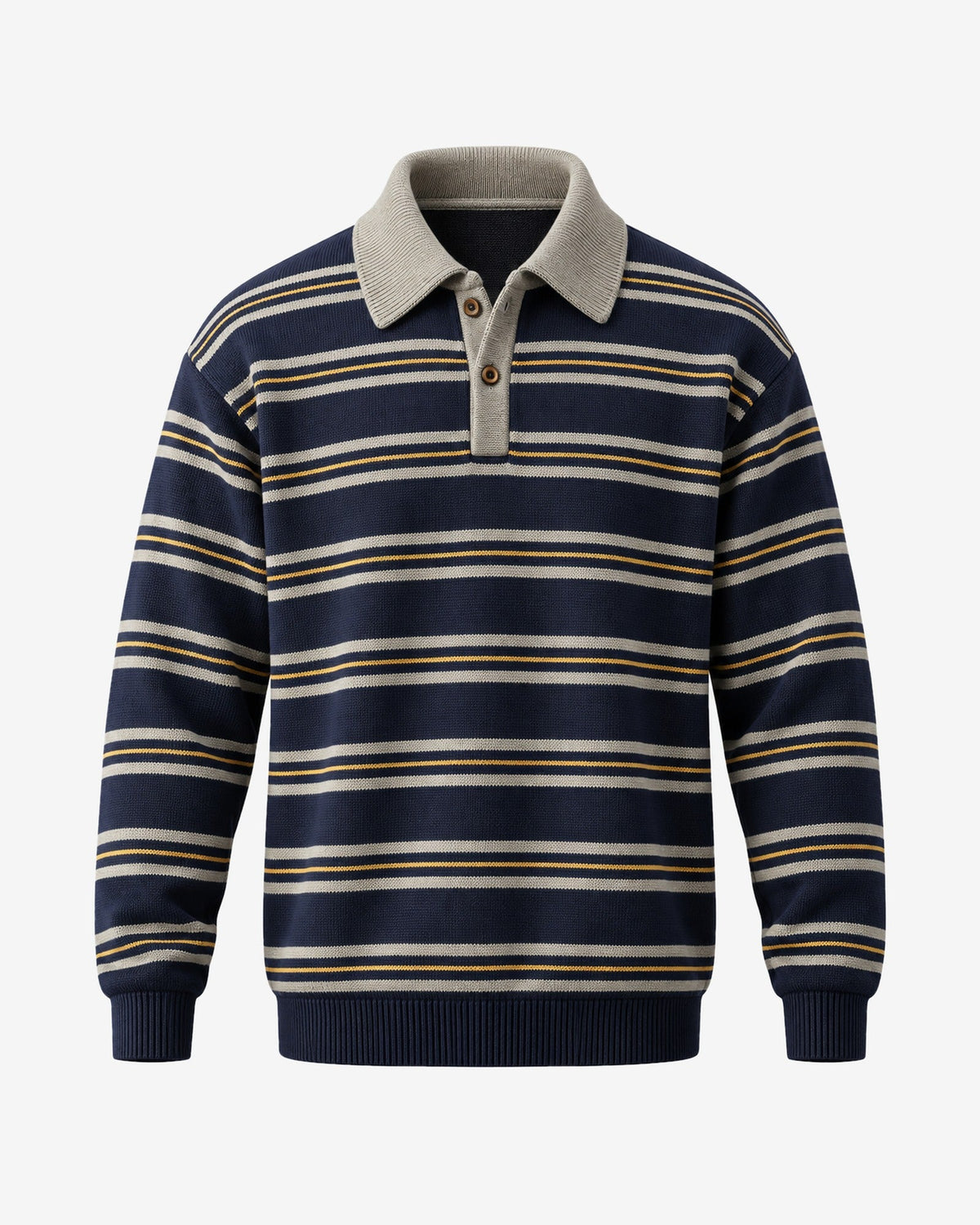Hercule Striped Rugby Polo in Royal Blue – front view