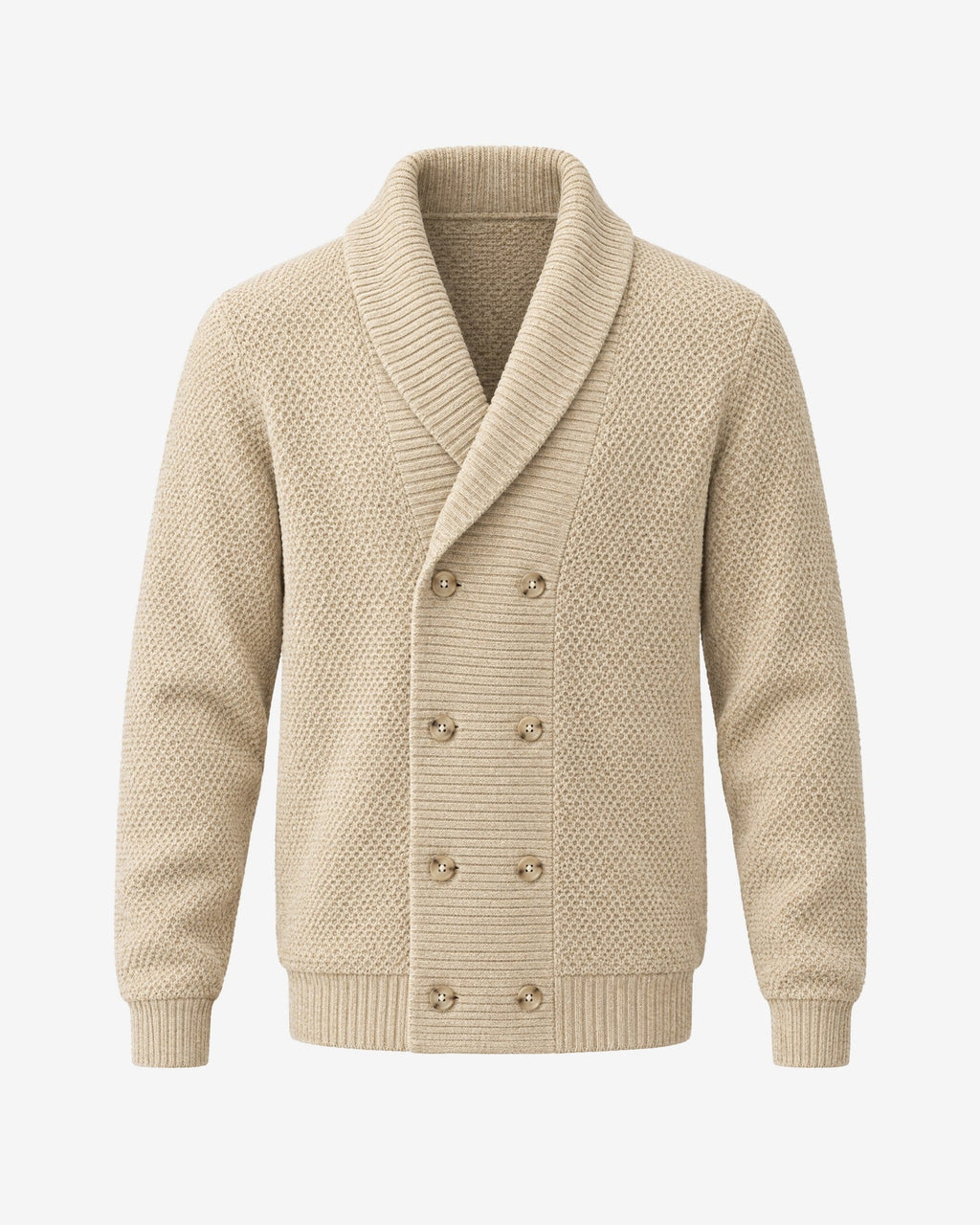 Lérins Double-Breasted Cardigan in Oat – front view