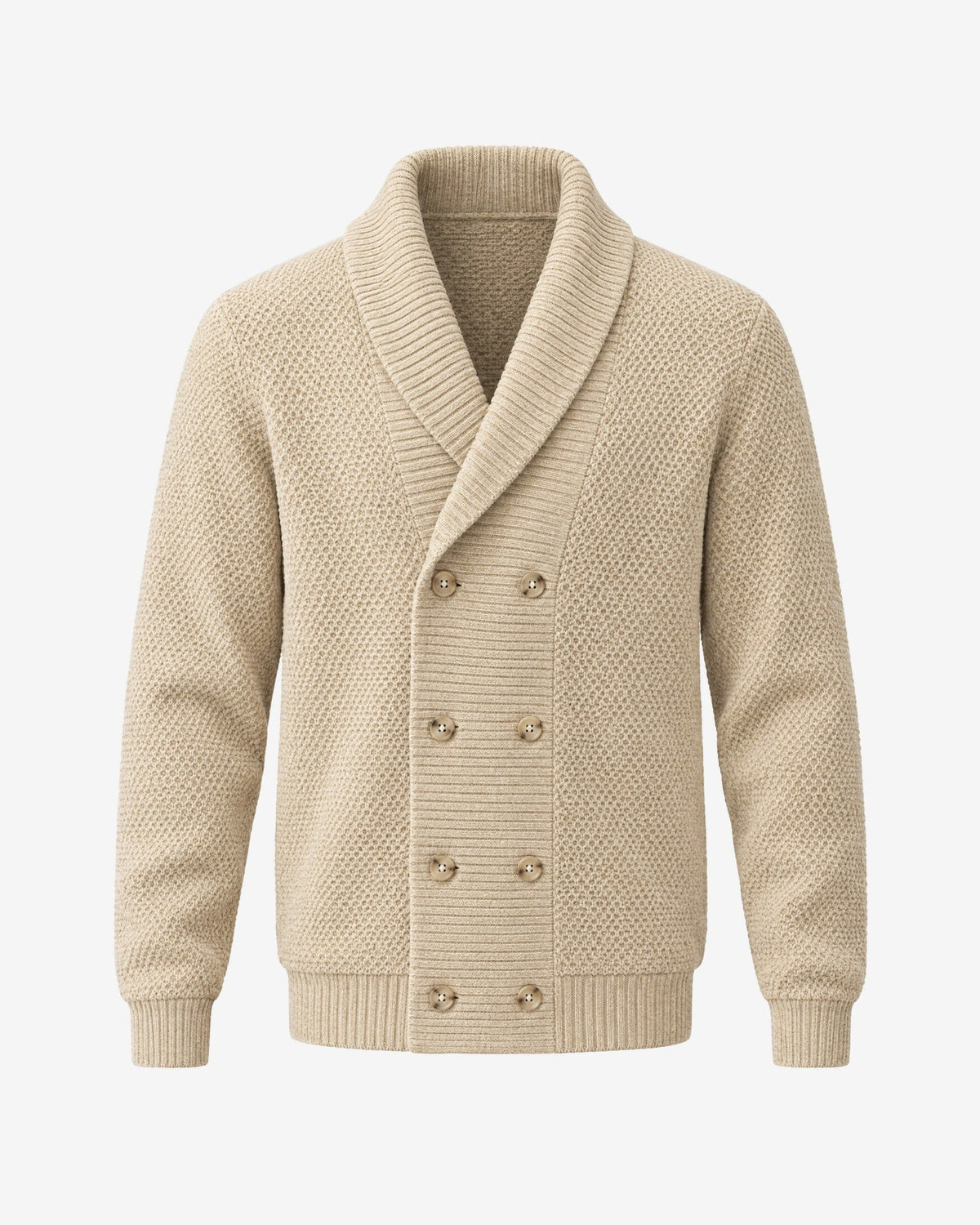 Lérins Double-Breasted Cardigan in Oat – front view