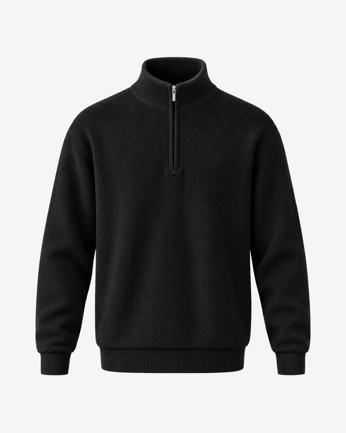 Menton Quarter-Zip Sweater in Black – front view