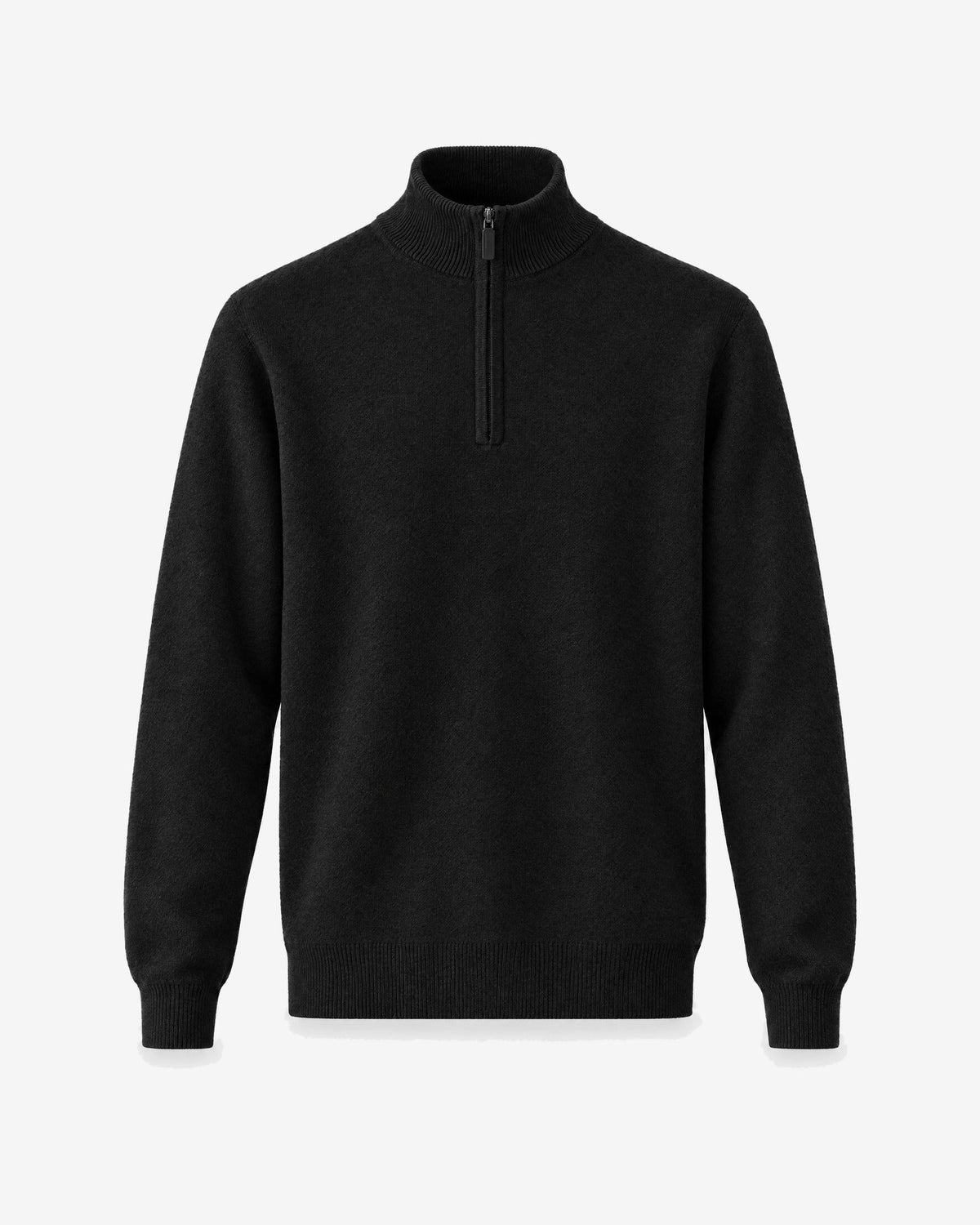 Menton Relaxed Quarter-Zip in Black – front view