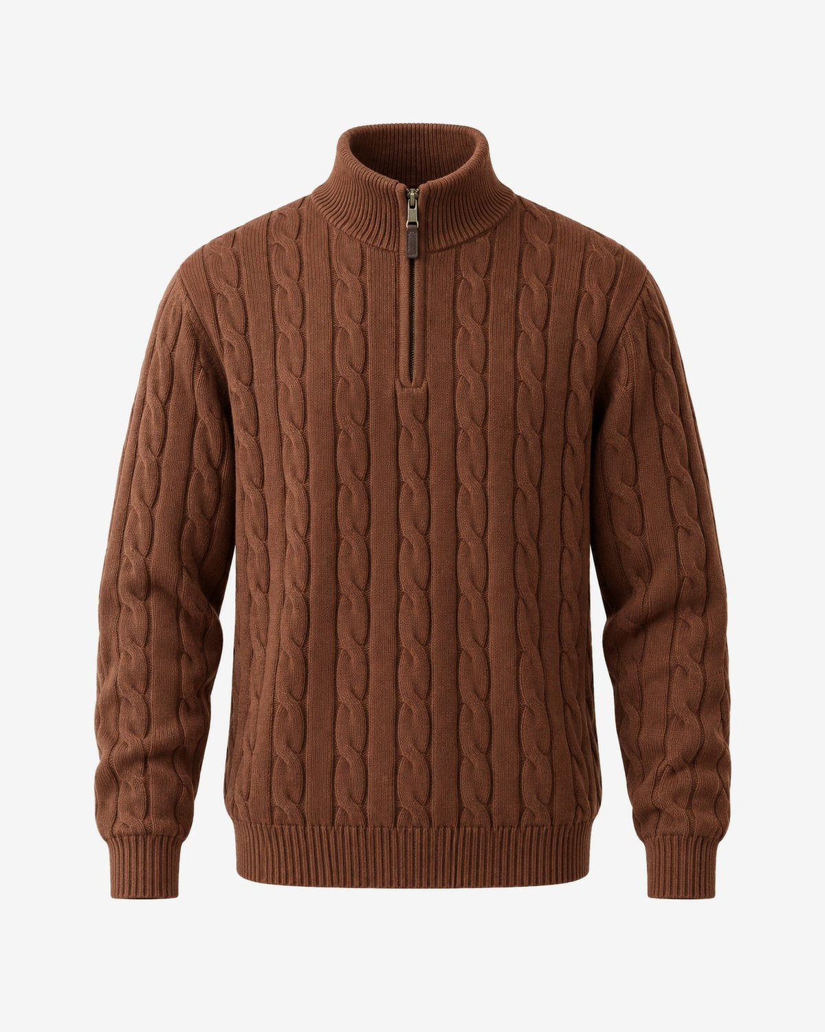 Mistral Cable Quarter-Zip in Cognac – front view