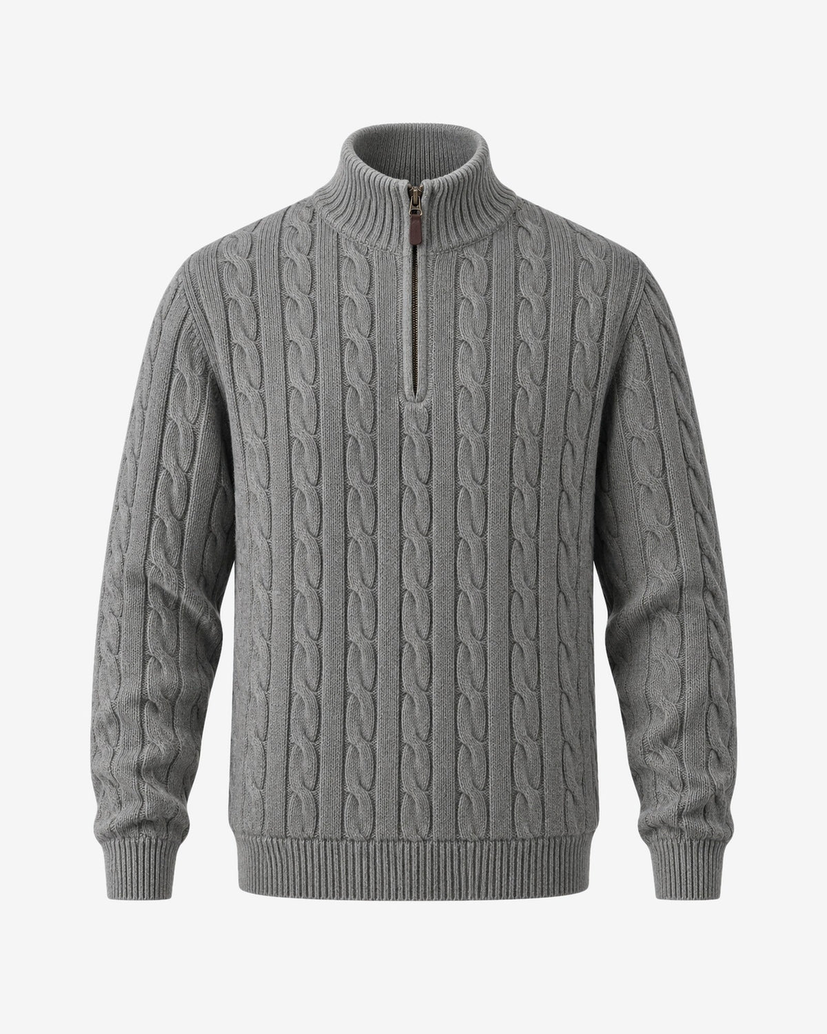 Mistral Cable Quarter-Zip in Heather Grey – front view