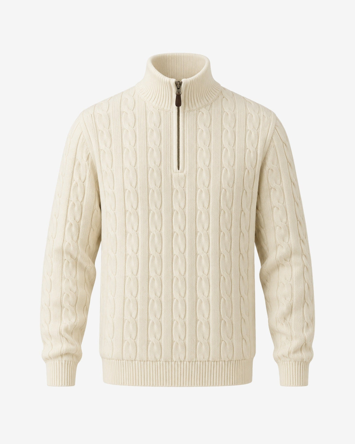 Mistral Cable Quarter-Zip in Ivory – front view