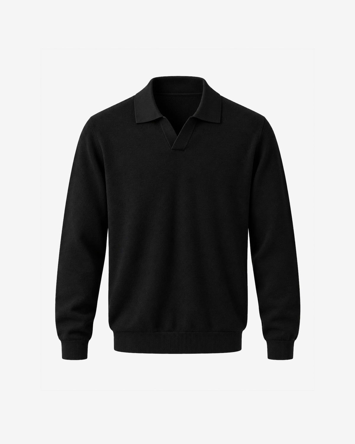 Promenade Knit Polo in Black – front view