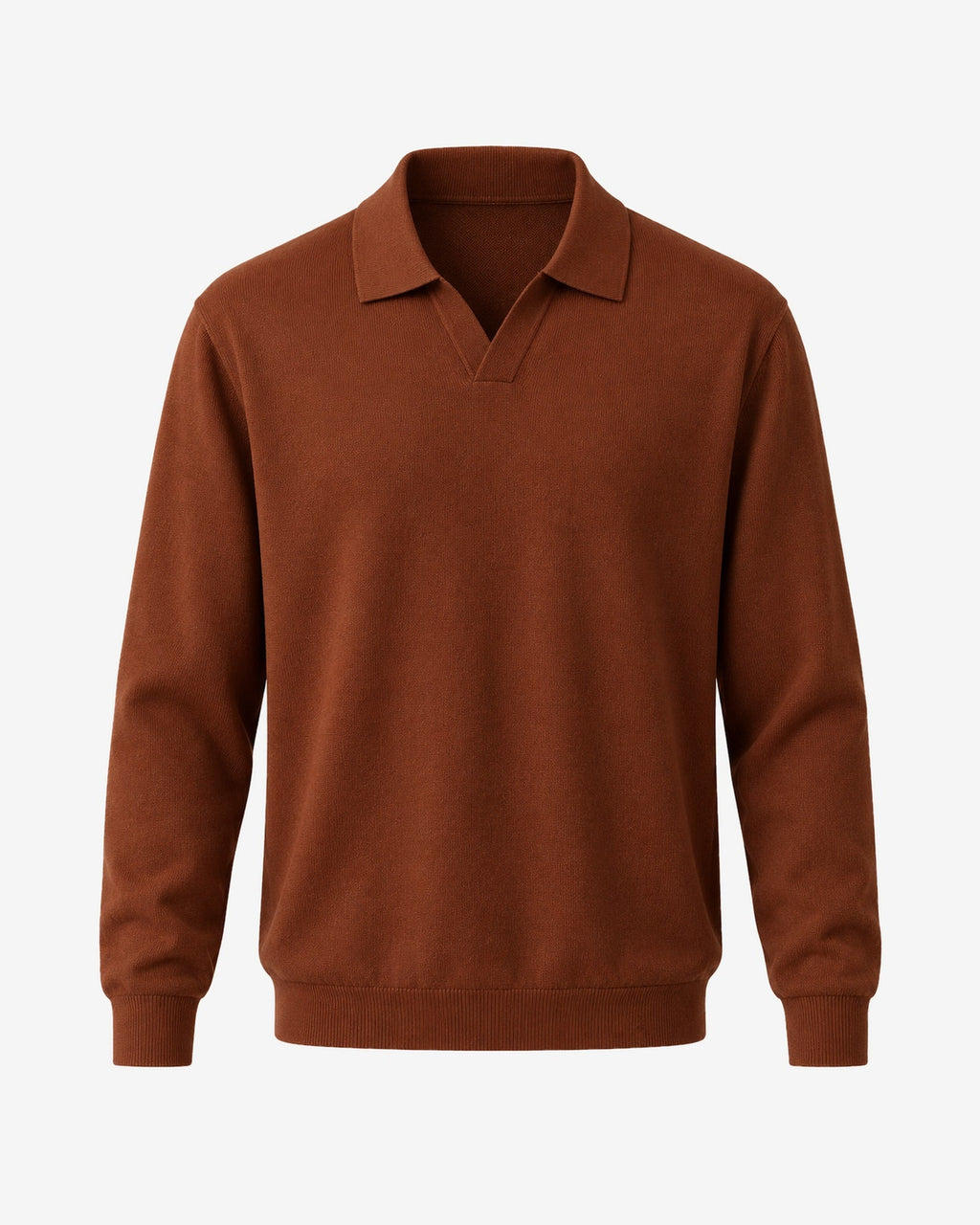 Promenade Knit Polo in Caramel – front view