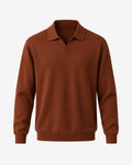 Promenade Knit Polo in Caramel – front view