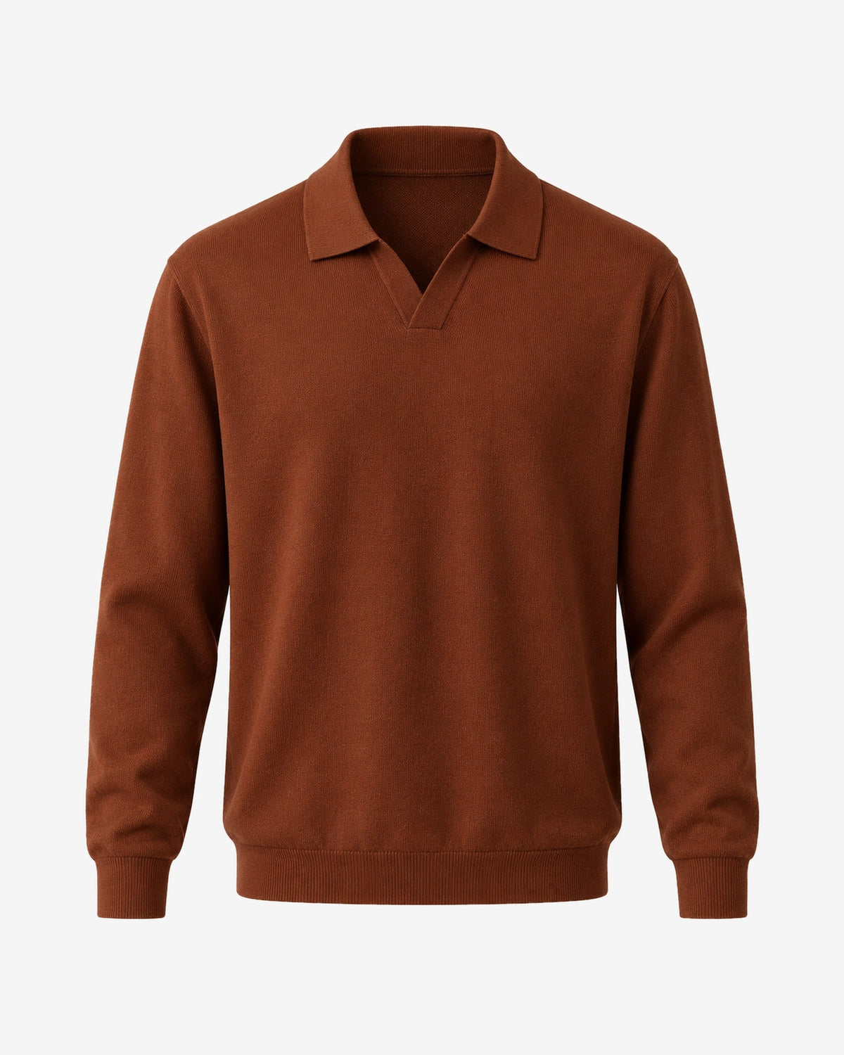 Promenade Knit Polo in Caramel – front view