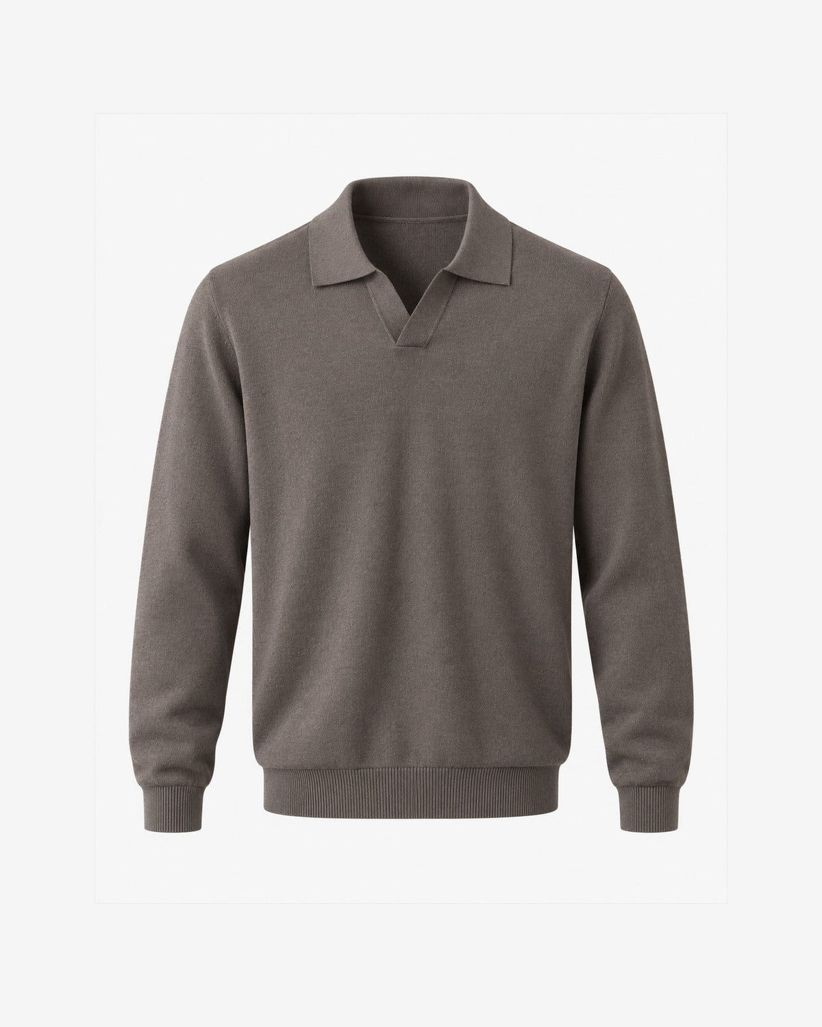Promenade Knit Polo in Taupe – front view
