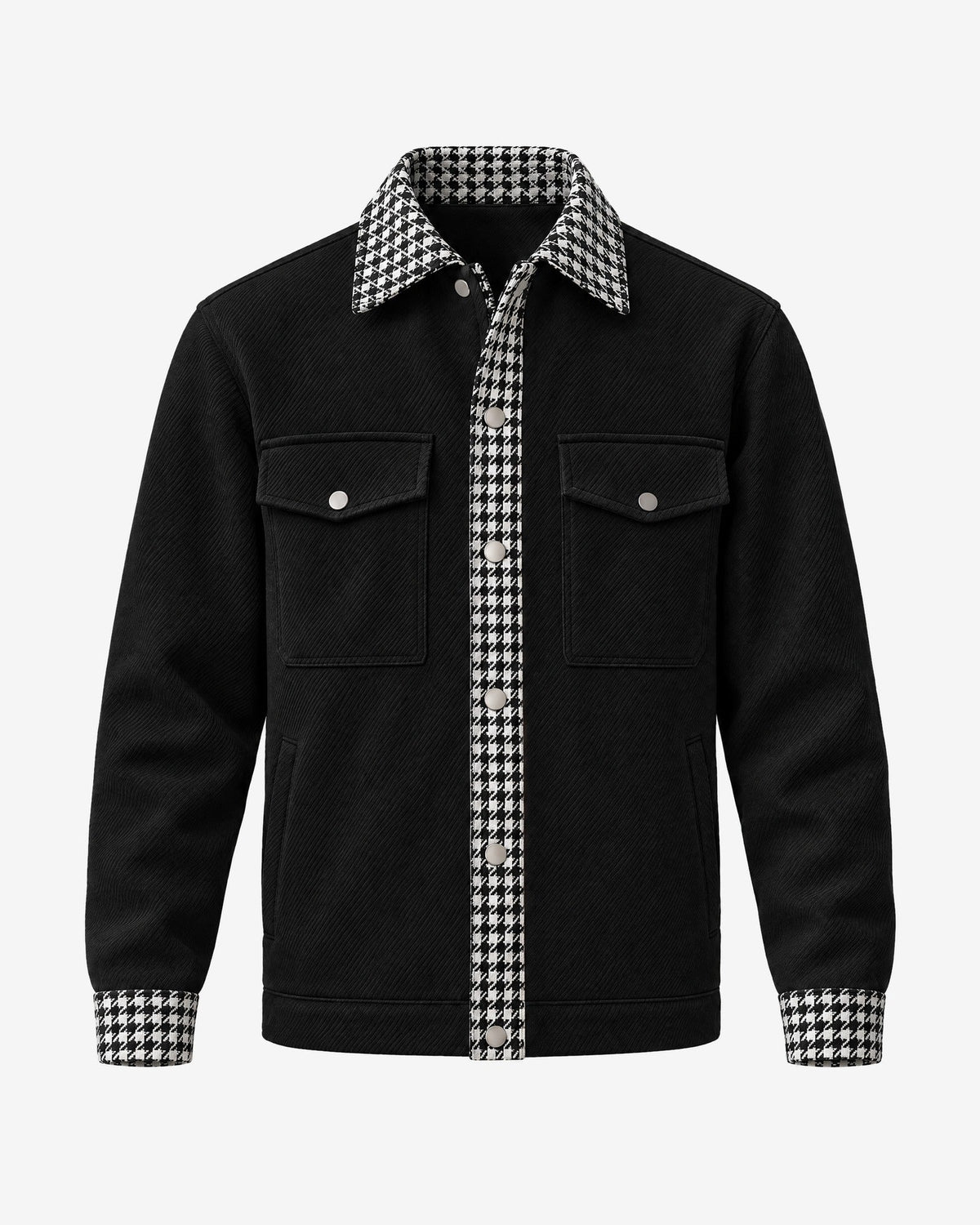 Train Bleu Houndstooth Jacket in Black – front view