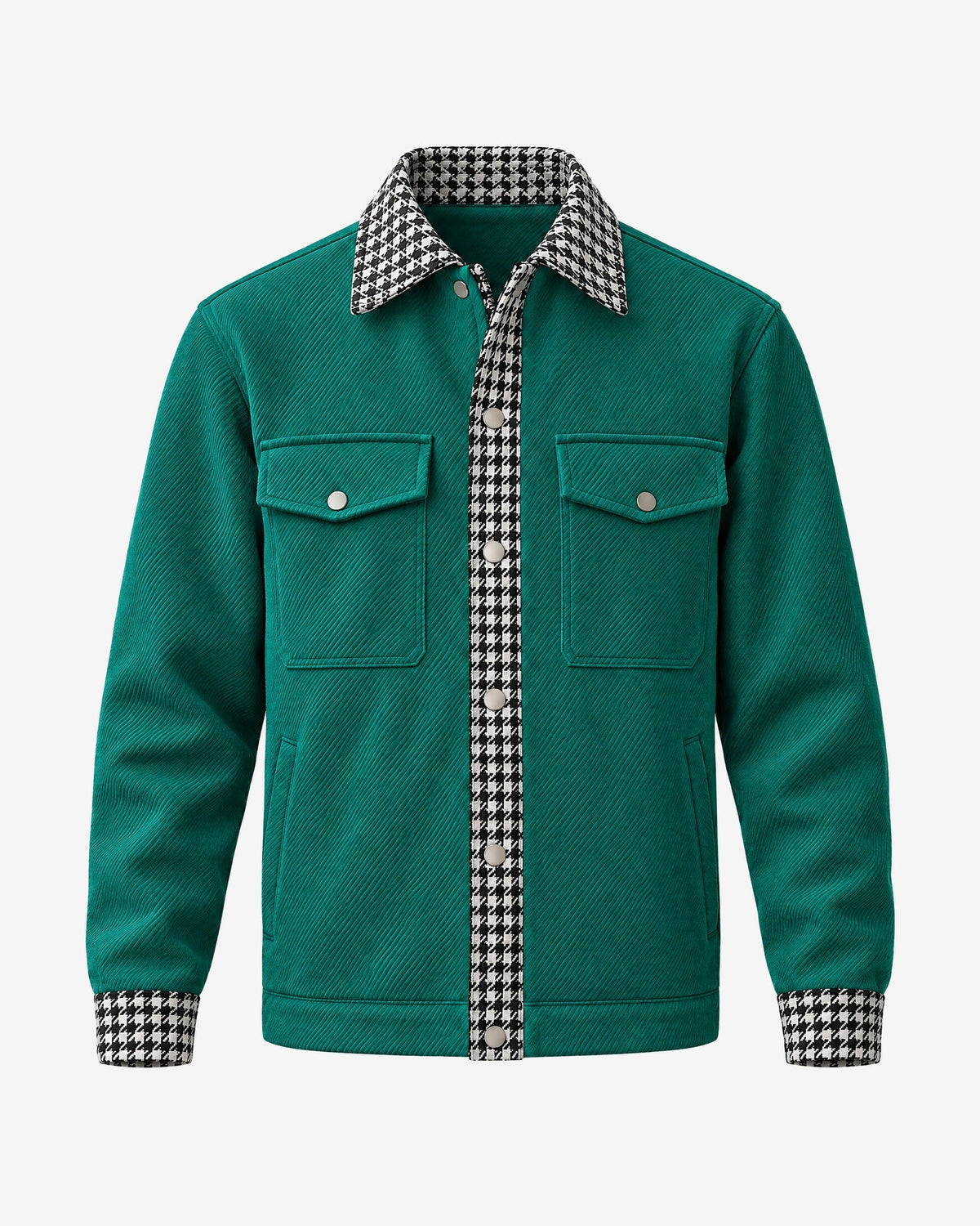 Train Bleu Houndstooth Jacket in Green – front view